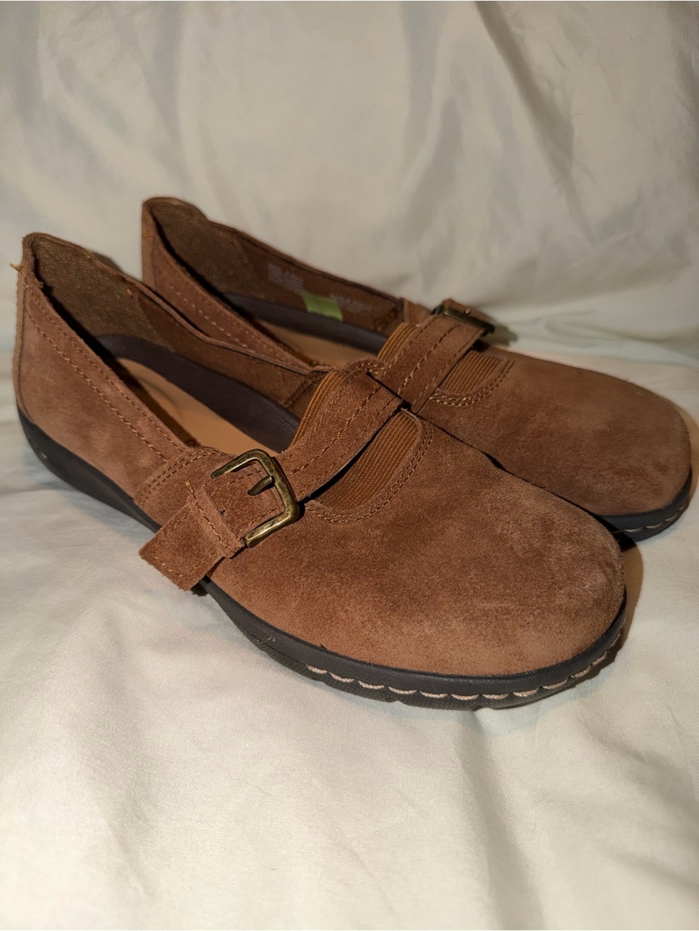 croft & barrow Brown Suede Buckle Mary Jane Slip-On Loafers